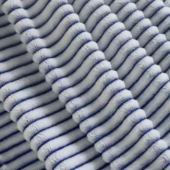 Sale Kirklands Home White & Navy Ribbed Ultra Soft Faux Fur Throw Blue