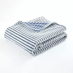 Sale Kirklands Home White & Navy Ribbed Ultra Soft Faux Fur Throw Blue