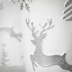 Outlet Kirklands Home White & Silver Embossed Reindeer Pails, Set of 2