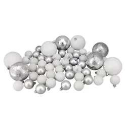 New Kirklands Home White & Shatterproof Christmas Ornament Set Silver