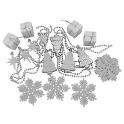 New Kirklands Home White & Shatterproof Christmas Ornament Set Silver