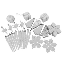 New Kirklands Home White & Shatterproof Christmas Ornament Set Silver
