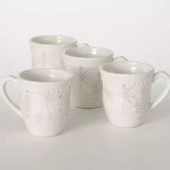 Best Kirklands Home White & Silver Snowflake Christmas Mugs, Set of 4