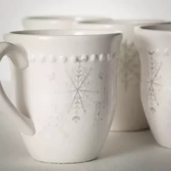 Best Kirklands Home White & Silver Snowflake Christmas Mugs, Set of 4