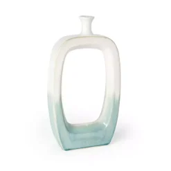Outlet Kirklands Home White & Turquoise Ceramic Cut-Out Vase, 18 in.