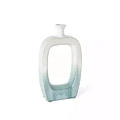 Discount Kirklands Home White & Turquoise Ceramic Cut-Out Vase, 14 in.