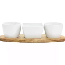 Hot Kirklands Home White Acacia Wood Base 4-pc. Tidbit Dish Set