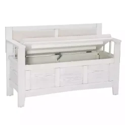 Best Kirklands Home White and Beige Carlton Storage Bench