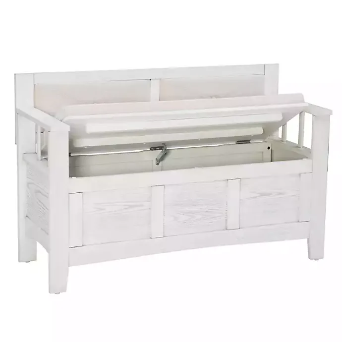Best Kirklands Home White and Beige Carlton Storage Bench