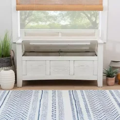 Best Kirklands Home White and Beige Carlton Storage Bench