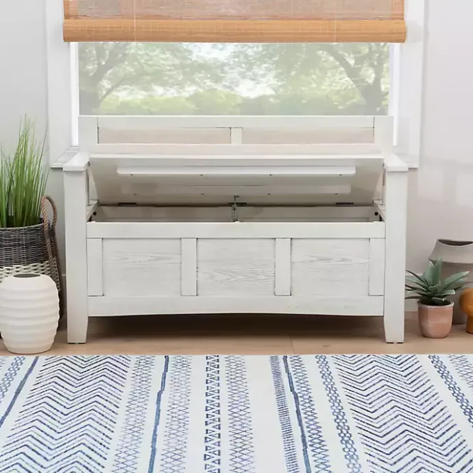 Best Kirklands Home White and Beige Carlton Storage Bench