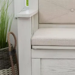 Best Kirklands Home White and Beige Carlton Storage Bench