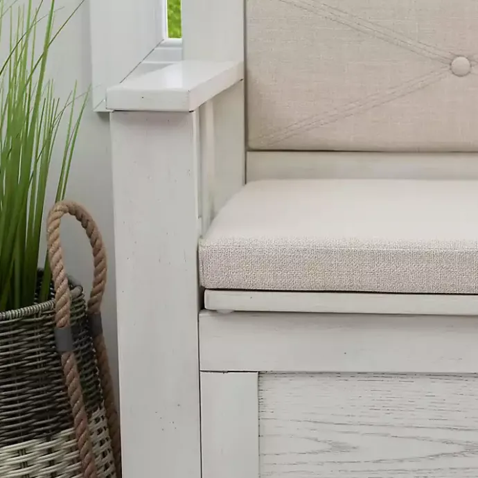 Best Kirklands Home White and Beige Carlton Storage Bench