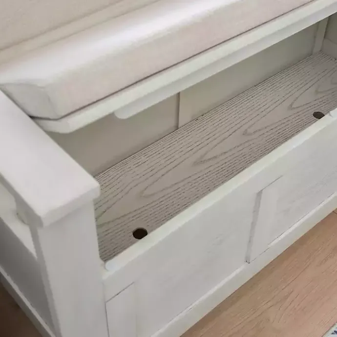 Best Kirklands Home White and Beige Carlton Storage Bench