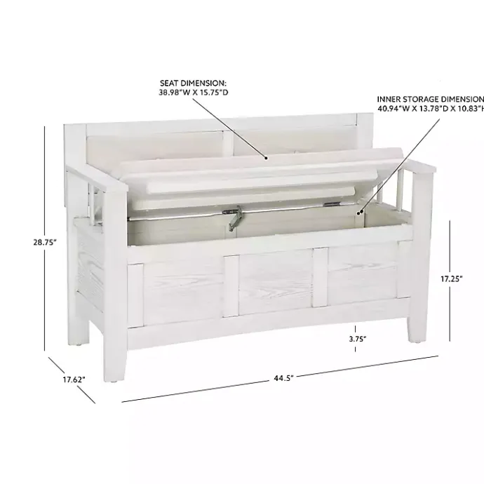 Best Kirklands Home White and Beige Carlton Storage Bench