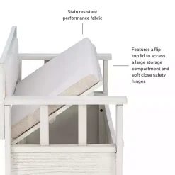 Best Kirklands Home White and Beige Carlton Storage Bench