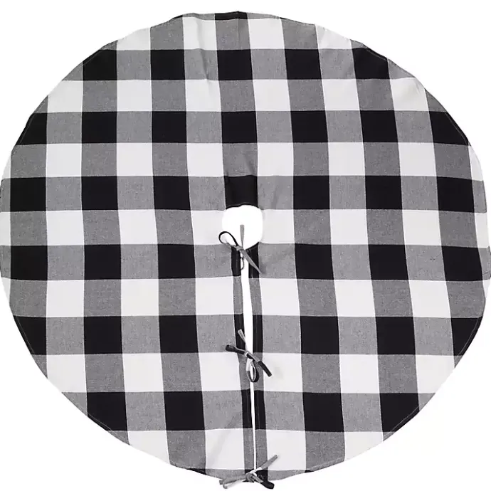 Clearance Kirklands Home White and Black Buffalo Check Tree Skirt, 72 in.