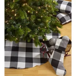 Clearance Kirklands Home White and Black Buffalo Check Tree Skirt, 72 in.