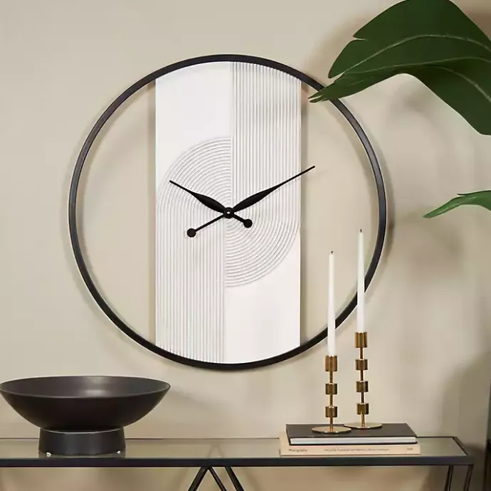 Best Kirklands Home White and Black Carved Open Wall Clock