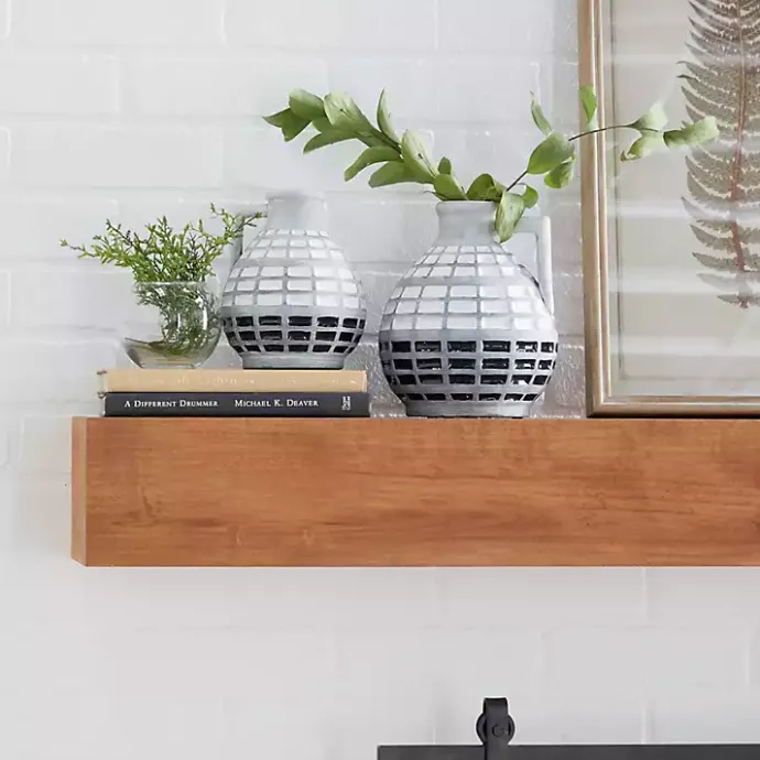 Sale Kirklands Home White and Black Checkered Ceramic Vases, Set of 2