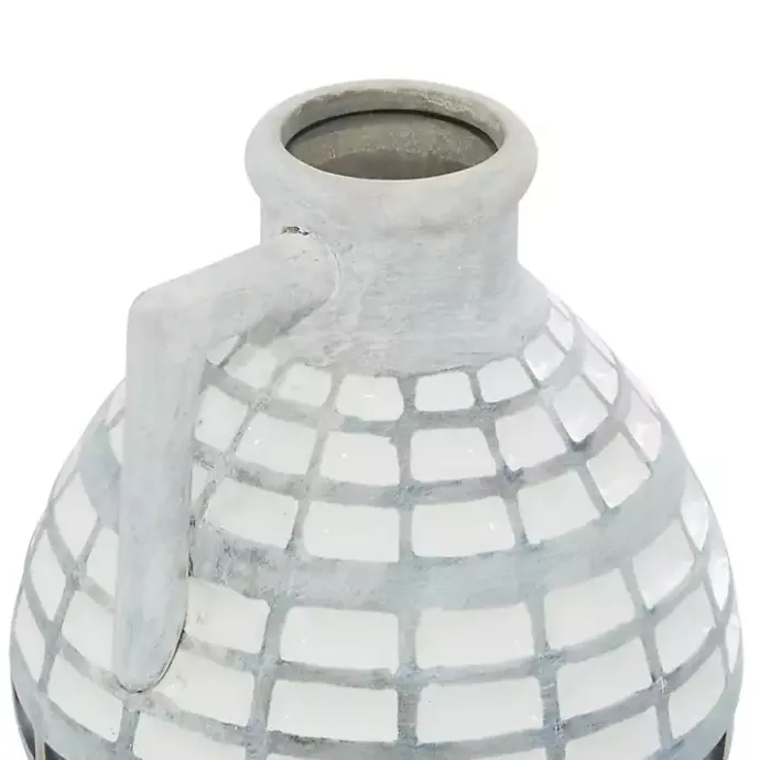 Sale Kirklands Home White and Black Checkered Ceramic Vases, Set of 2