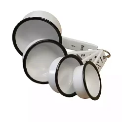 Hot Kirklands Home White and Black Metal Enamelware Measuring Cup Set