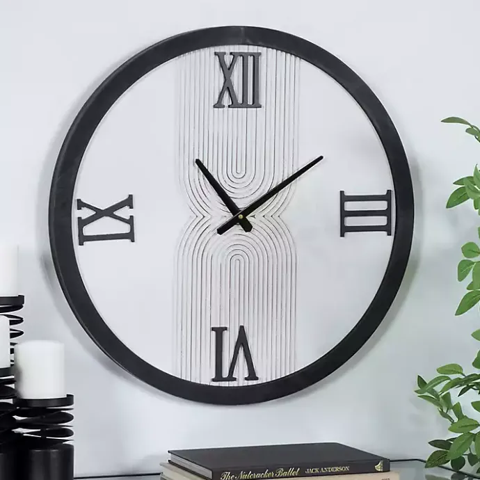 Hot Kirklands Home White and Black Modern Wall Clock