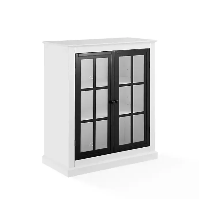 Outlet Kirklands Home White and Black Windowpane Doors Cabinet
