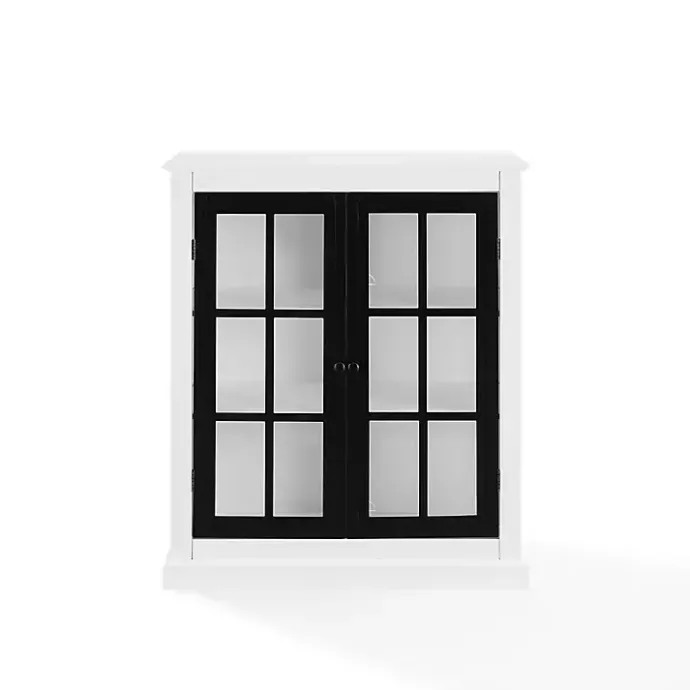 Outlet Kirklands Home White and Black Windowpane Doors Cabinet