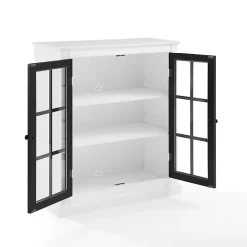 Outlet Kirklands Home White and Black Windowpane Doors Cabinet