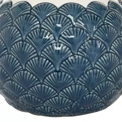 Sale Kirklands Home White and Blue Coastal Ceramic Vase, 8 in.