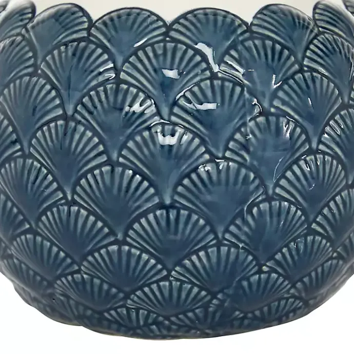 Sale Kirklands Home White and Blue Coastal Ceramic Vase, 8 in.
