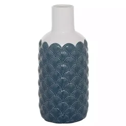 Hot Kirklands Home White and Blue Coastal Ceramic Vase, 13 in.