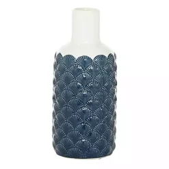 Hot Kirklands Home White and Blue Coastal Ceramic Vase, 13 in.