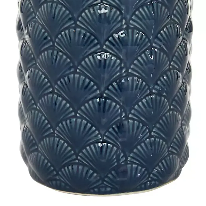 Hot Kirklands Home White and Blue Coastal Ceramic Vase, 13 in.