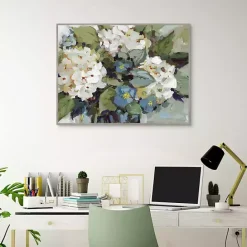 Outlet Kirklands Home White and Blue Hydrangeas Framed Canvas Art Print