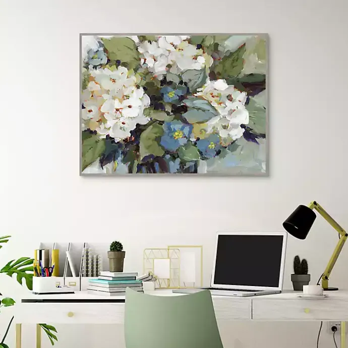Outlet Kirklands Home White and Blue Hydrangeas Framed Canvas Art Print