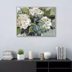 Outlet Kirklands Home White and Blue Hydrangeas Framed Canvas Art Print