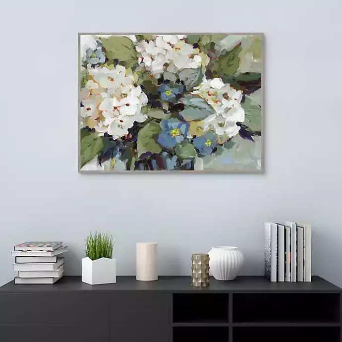 Outlet Kirklands Home White and Blue Hydrangeas Framed Canvas Art Print