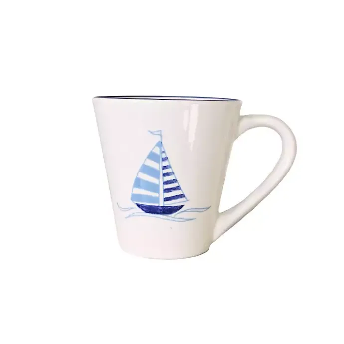Best Kirklands Home White and Blue Nautical Mugs, Set of 4