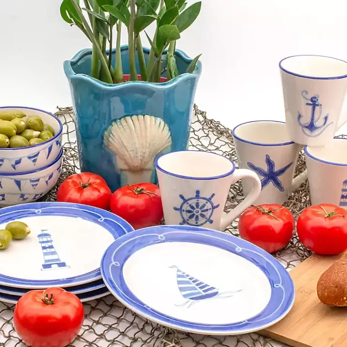 Best Kirklands Home White and Blue Nautical Mugs, Set of 4