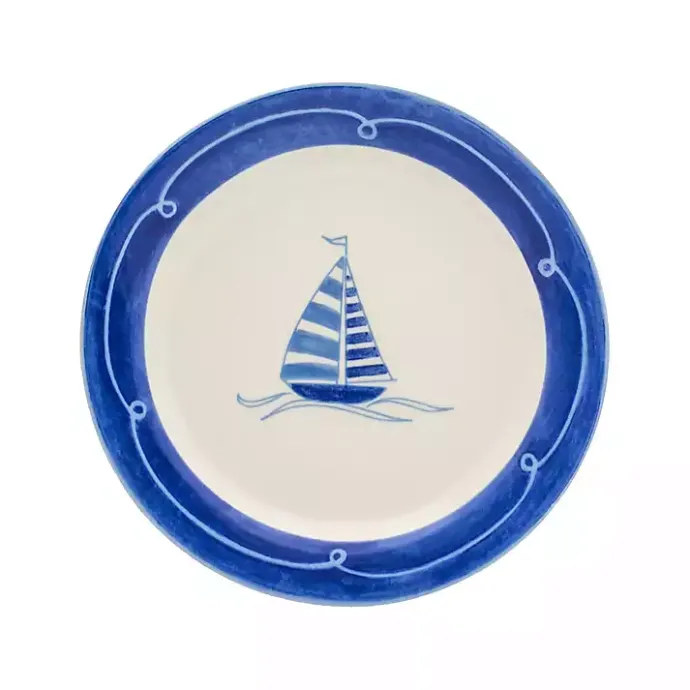 Discount Kirklands Home White and Blue Nautical Salad Plate Set, Set of 4
