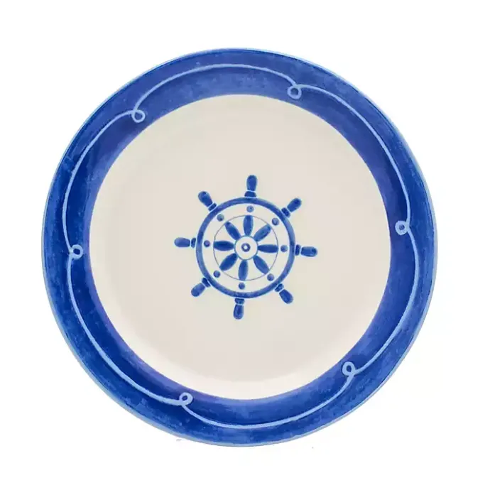 Discount Kirklands Home White and Blue Nautical Salad Plate Set, Set of 4