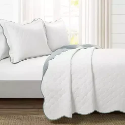 Discount Kirklands Home White and Blue Scallop 3-pc. King Quilt Set