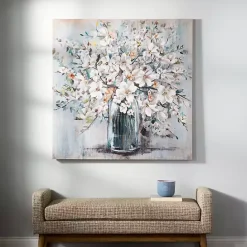 Sale Kirklands Home White and Blue Soft Floral Canvas Art Print