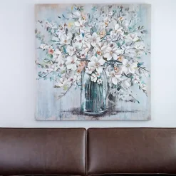 Sale Kirklands Home White and Blue Soft Floral Canvas Art Print