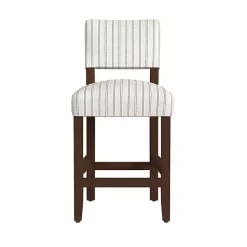 Hot Kirklands Home White and Blue Striped Dark Walnut Counter Stool
