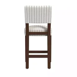 Hot Kirklands Home White and Blue Striped Dark Walnut Counter Stool