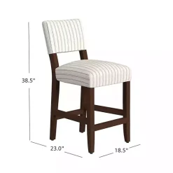 Hot Kirklands Home White and Blue Striped Dark Walnut Counter Stool