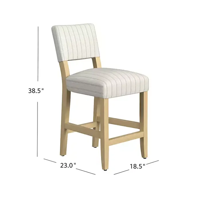 Online Kirklands Home and Blue Striped Natural Counter Stool White